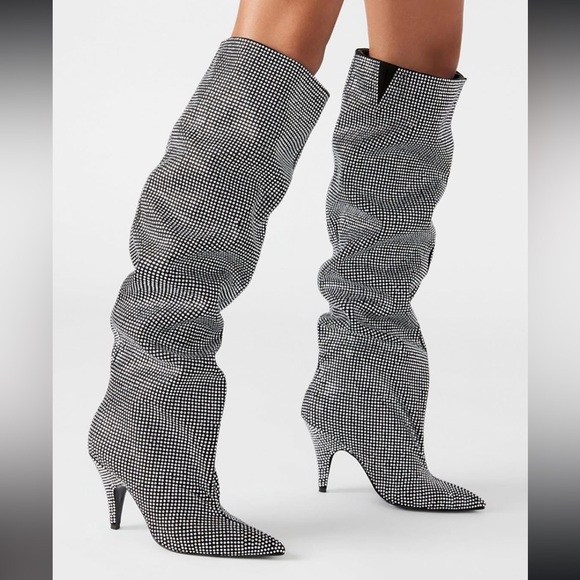 Steve Madden Silver Rhinestone Heeled Boots - Picture 7 of 9